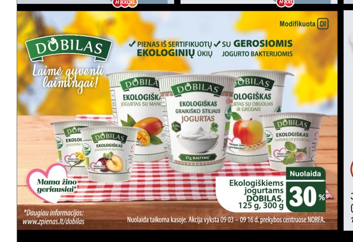 Ekologiškiems jogurtams DOBILAS, 125 g