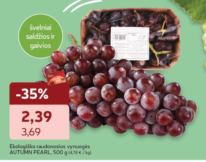 Ekologiško raudonosios vynuogės AUTUMN PEARL, 500 g