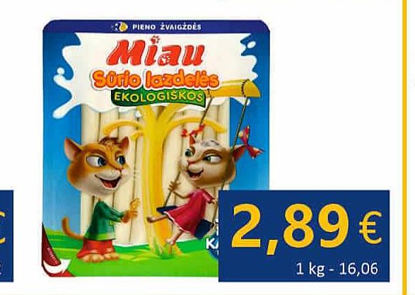 Ekologiškos sūrio lazdelės MIAU, 180 g
