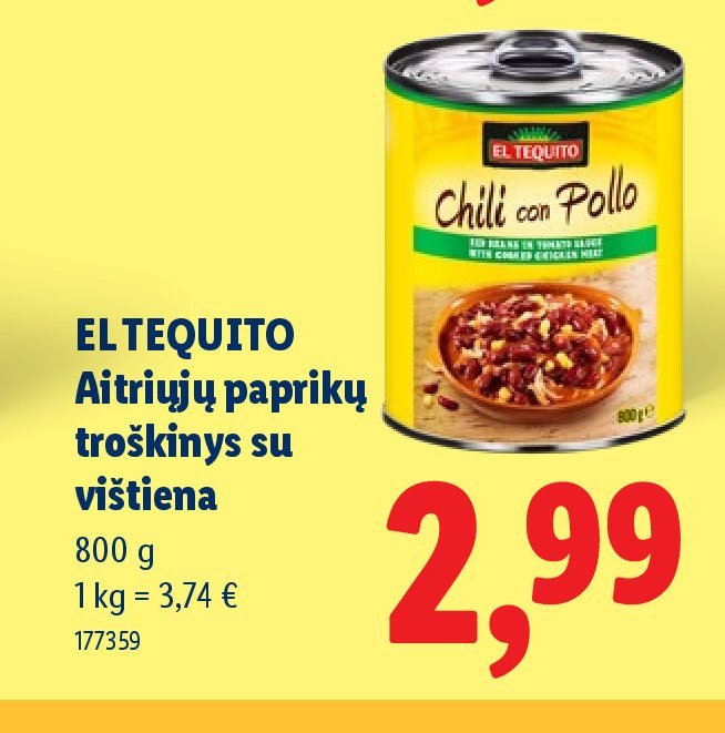 EL TEQUITO Aitriųjų paprikų troškinys su vištiena, 800 g