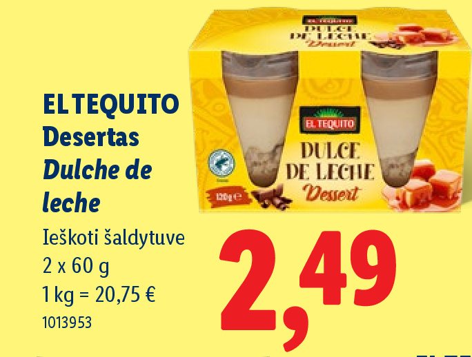 EL TEQUITO Desertas Dulche de leche, 2 x 60 g