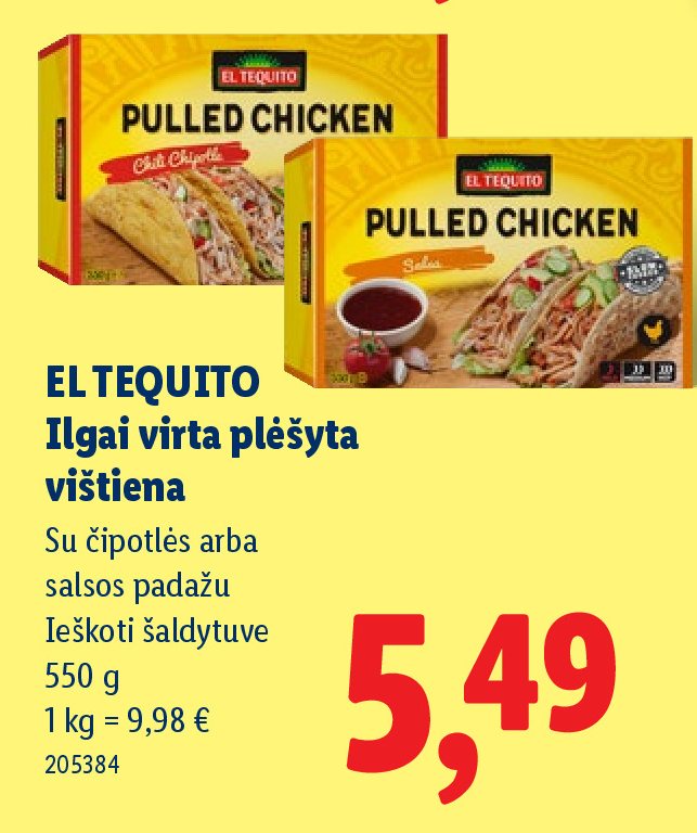 EL TEQUITO Ilgai virta plėšyta vištiena, 550 g