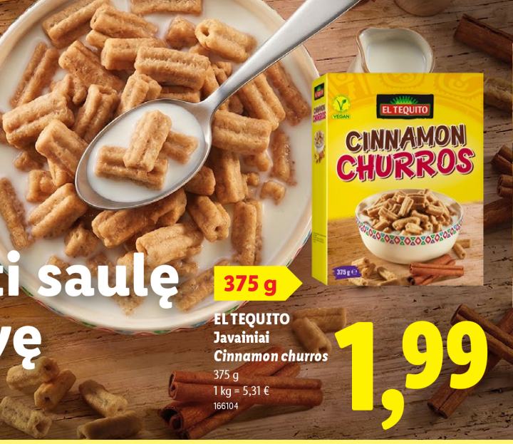 EL TEQUITO Javainiai Cinnamon churros, 375 g