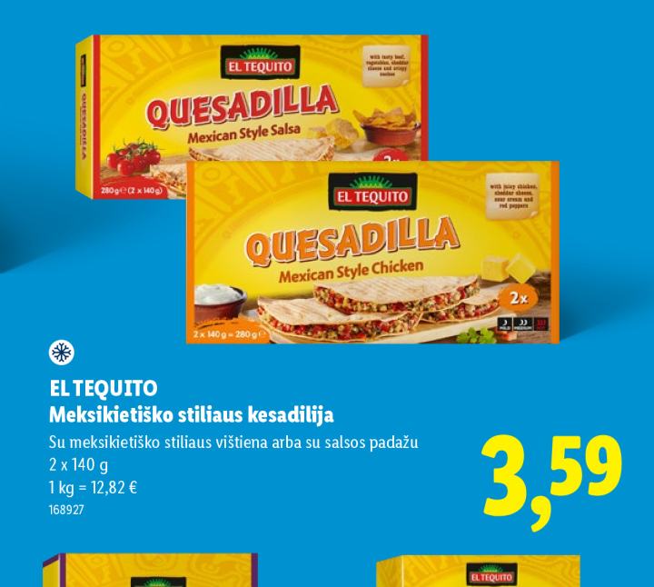 EL TEQUITO Meksikietiško stiliaus kesadilija, 2 x 140 g