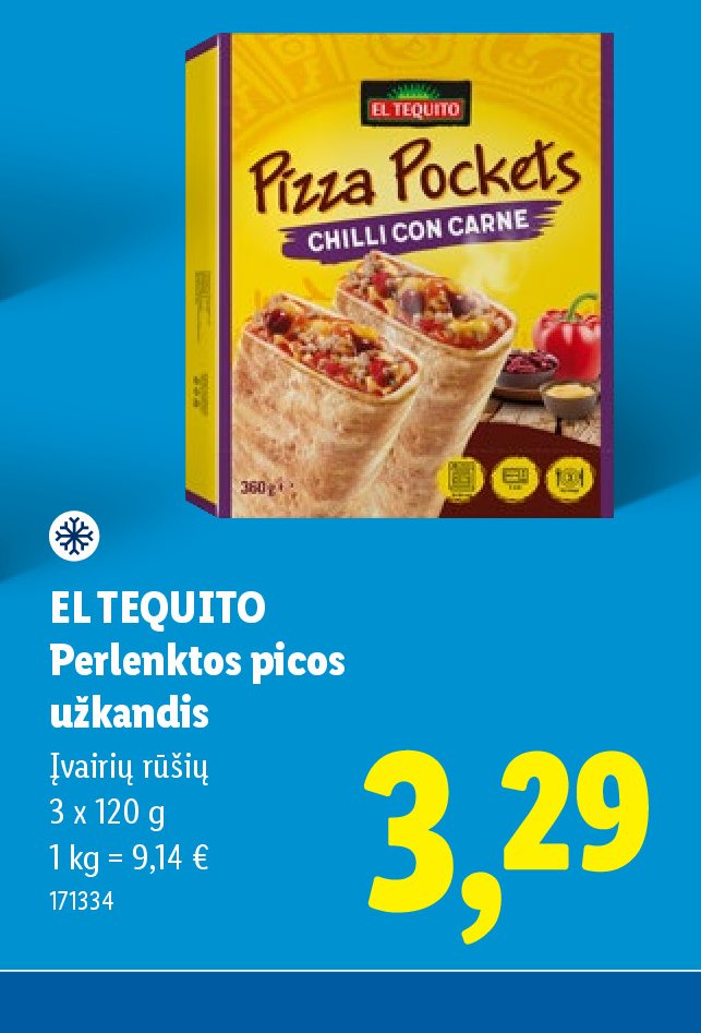 EL TEQUITO Perlenktos picos užkandis, 3 x 120 g