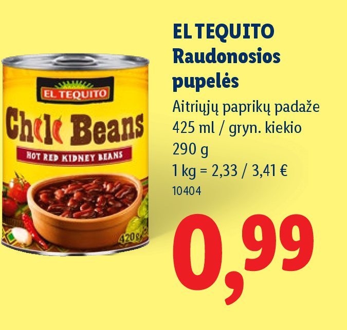 EL TEQUITO Raudonosios pupelės, 425 ml