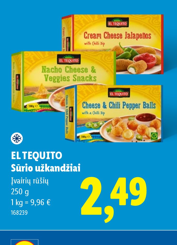 EL TEQUITO Sūrio užkandžiai, 250 g
