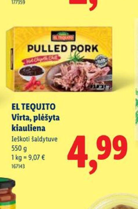EL TEQUITO Virta, plėšyta kiauliena, 550 g