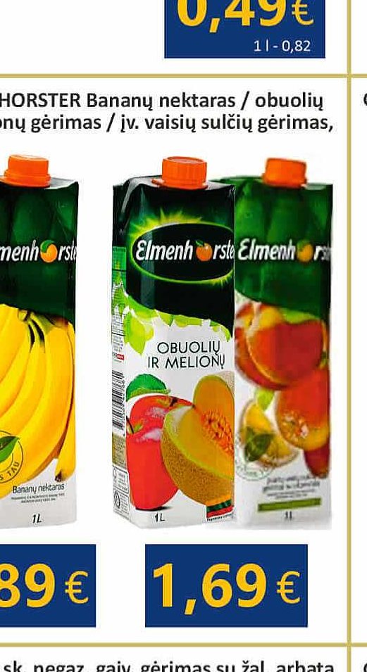 ELMENHORSTER obuolių ir melionų gėrimas / įv. vaisių sulčių gėrimas, 1 l