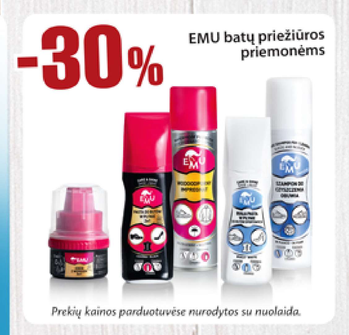EMU batų priežiūros priemonėms