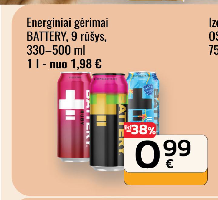 Energiniai gėrimai BATTERY, 500 ml