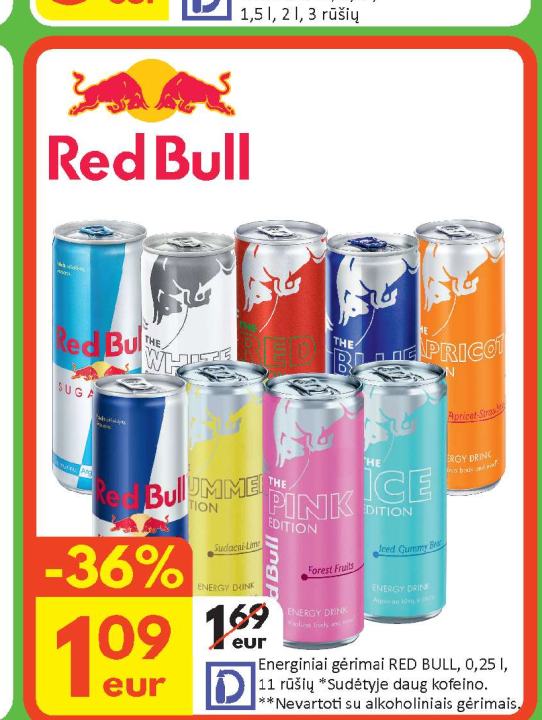 Energiniai gėrimai RED BULL, 0.25 l