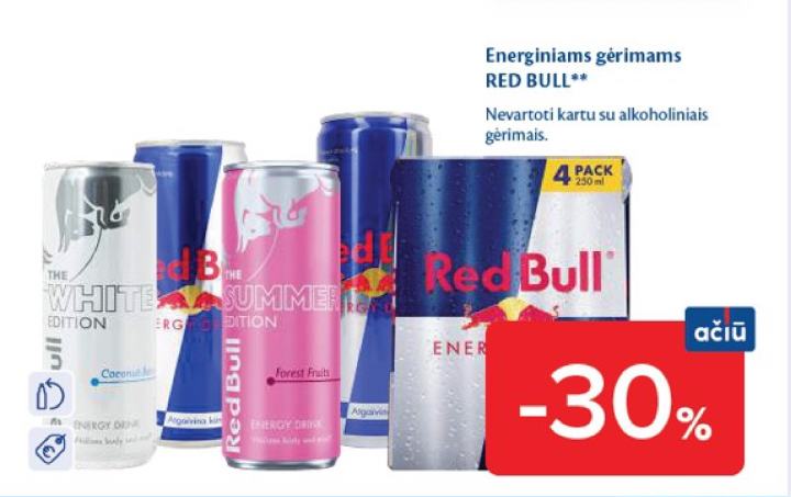 Energiniams gėrimams RED BULL