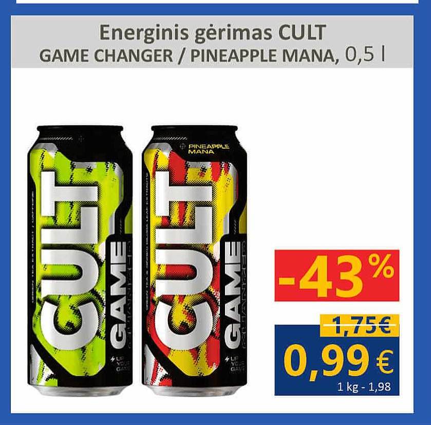 Energinis gėrimas CULT GAME CHANGER / PINEAPPLE MANA, 0.5 l