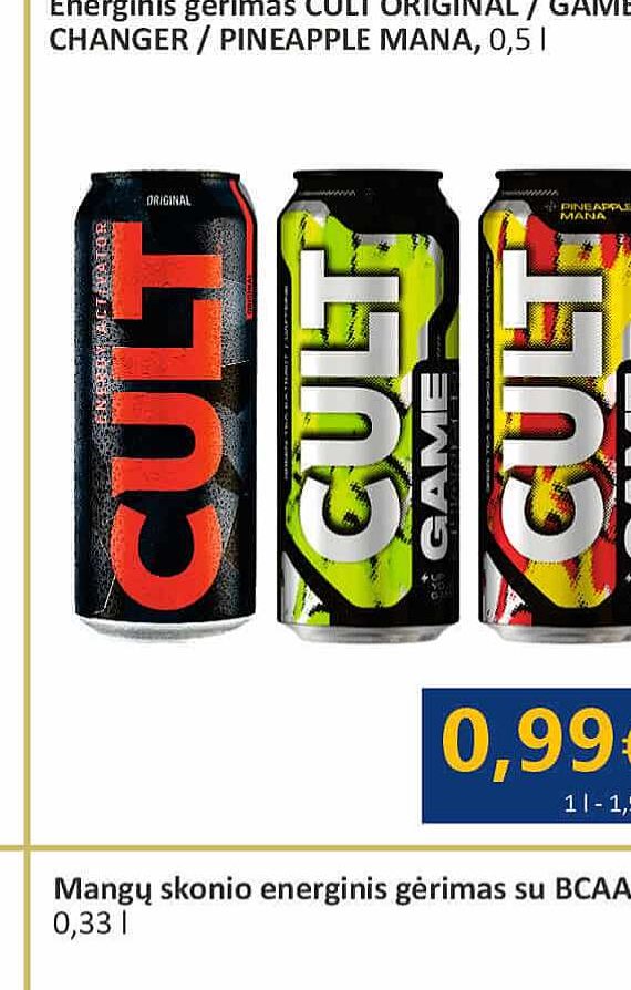 Energinis gėrimas CULT ORIGINAL / GAME CHANGER / PINEAPPLE MANA, 0.5 l