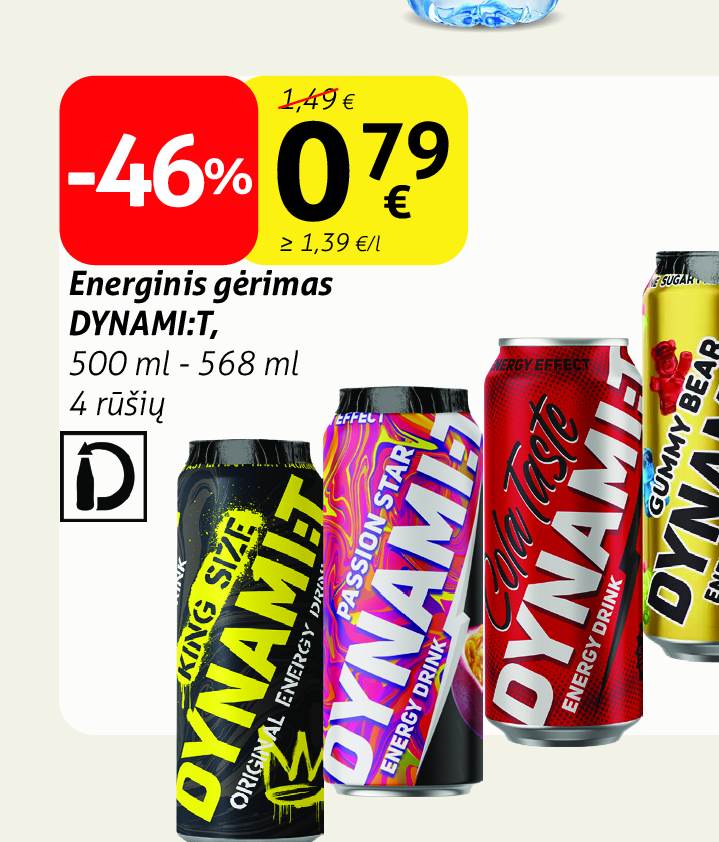 Energinis gėrimas DYNAMI:T, 500 ml - 568 ml