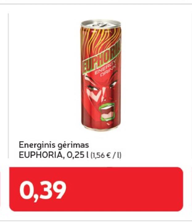 Energinis gėrimas EUPHORIA, 0.25 l