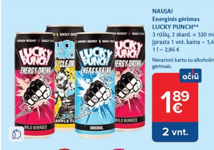 Energinis gėrimas LUCKY PUNCH, 2 skard.