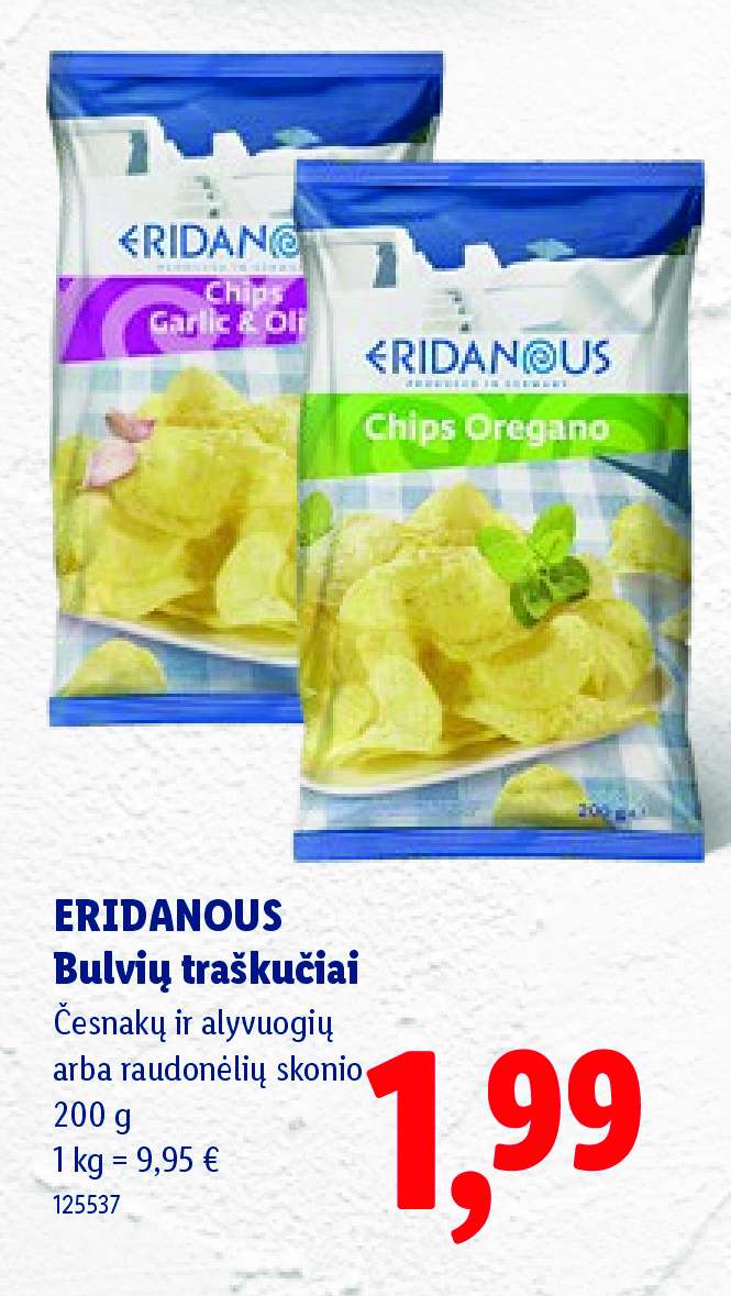 ERIDANOUS Bulvių traškučiai, 200 g