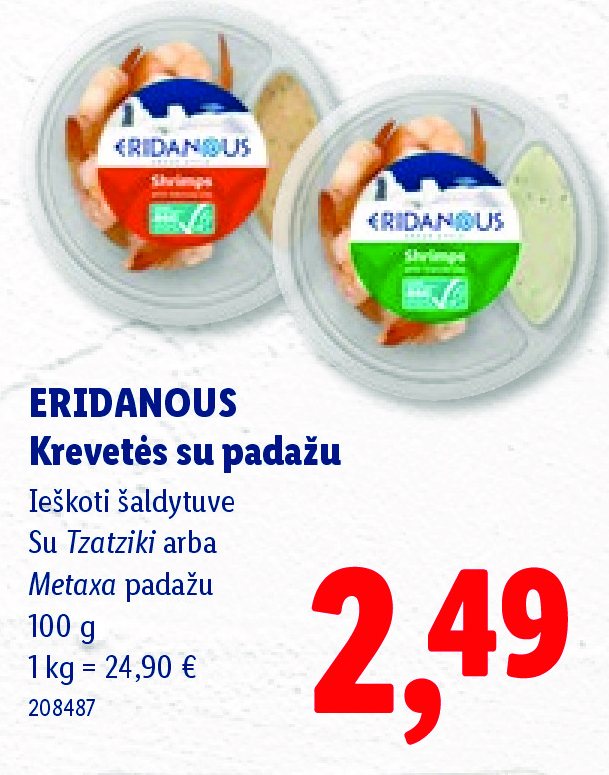 ERIDANOUS Krevetės su padažu, 100 g
