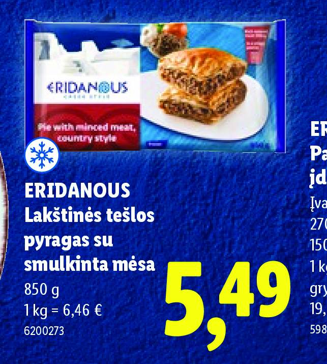 ERIDANOUS Lakštinės tešlos pyragas su smulkinta mėsa, 850 g