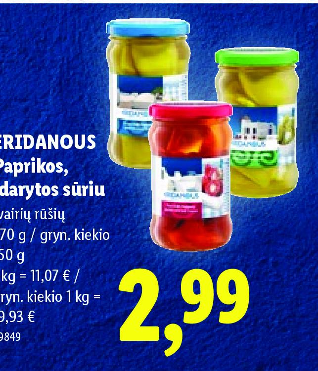 ERIDANOUS Paprikos, įdarytos sūriu, 270 g