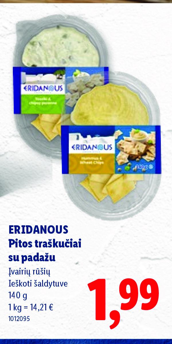 ERIDANOUS Pitos traškučiai su padažu, 140 g