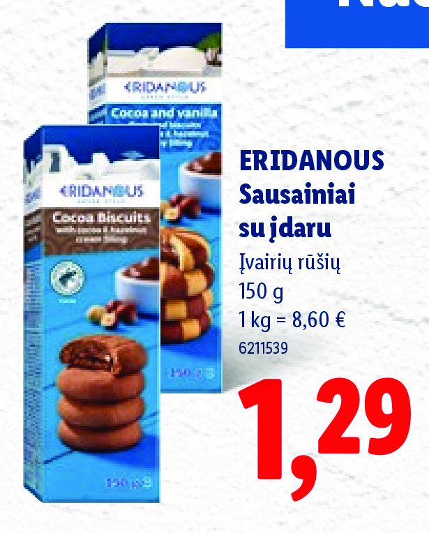 ERIDANOUS Sausainiai su įdaru, 150 g