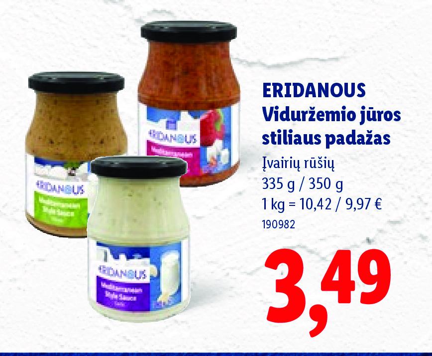 ERIDANOUS Viduržemio jūros stiliaus padažas, 335 g