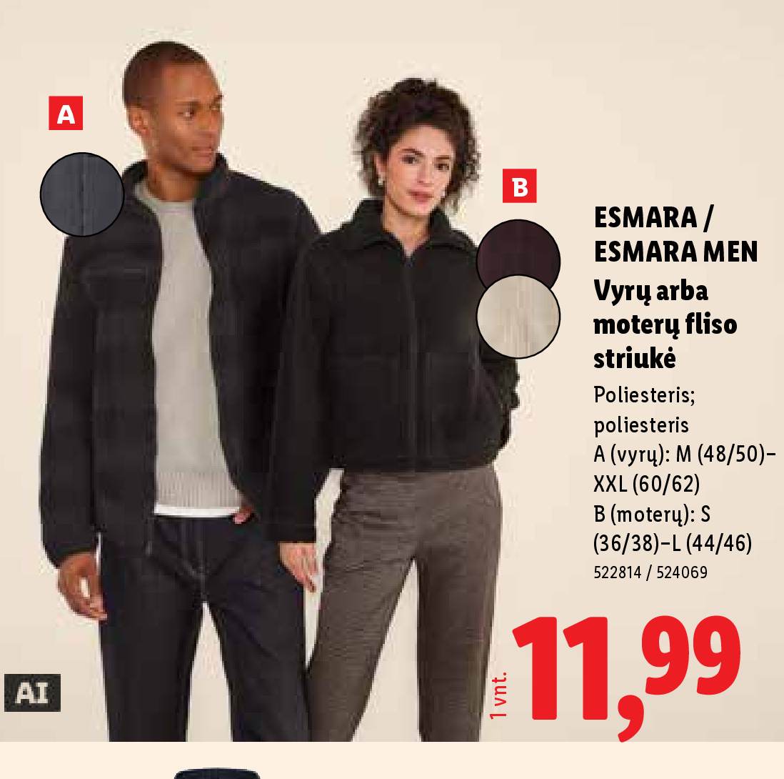 ESMARA / ESMARA MEN Vyrų arba moterų fliso striukė