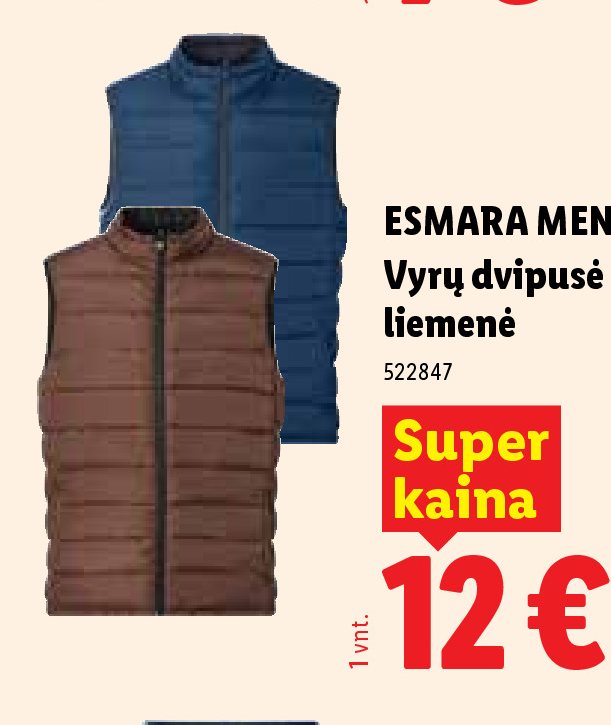 ESMARA MEN Vyrų dvipusė liemenė