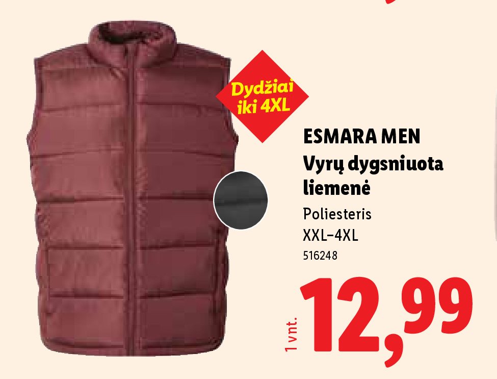 ESMARA MEN Vyrų dygsniuota liemenė