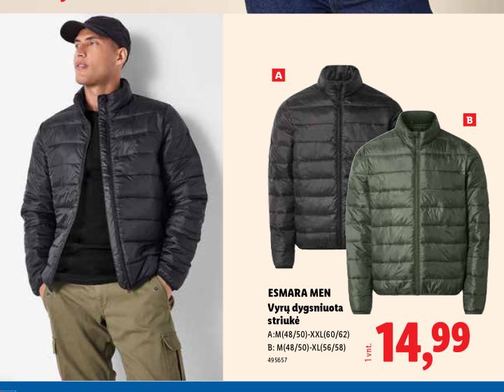 ESMARA MEN Vyrų dygsniuota striukė
