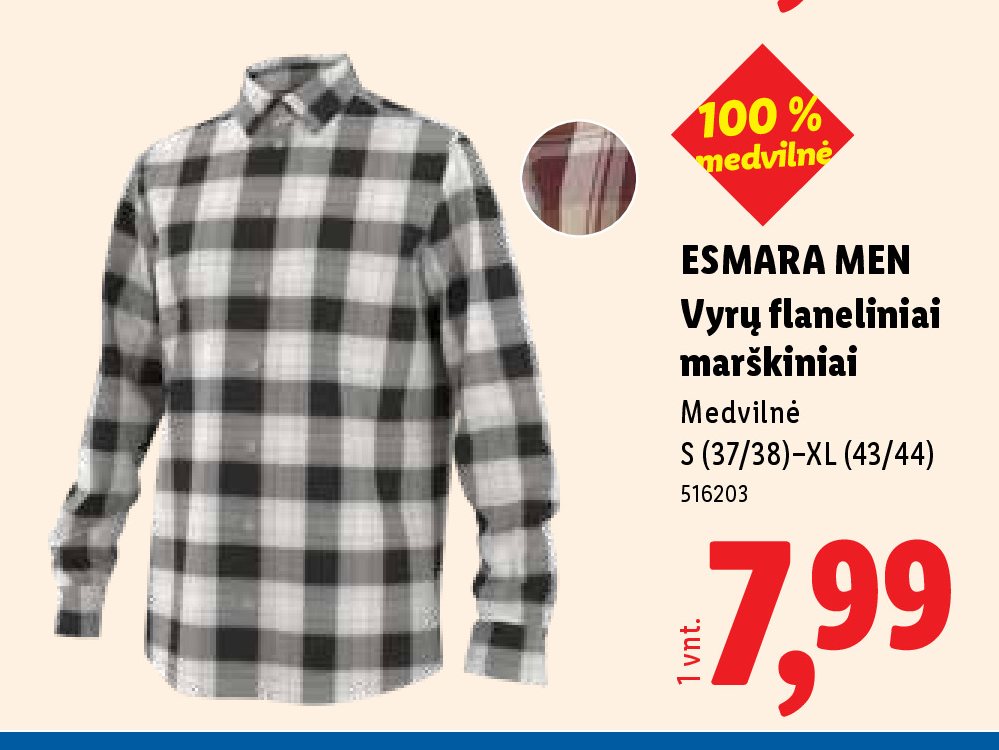 ESMARA MEN Vyrų flaneliniai marškiniai