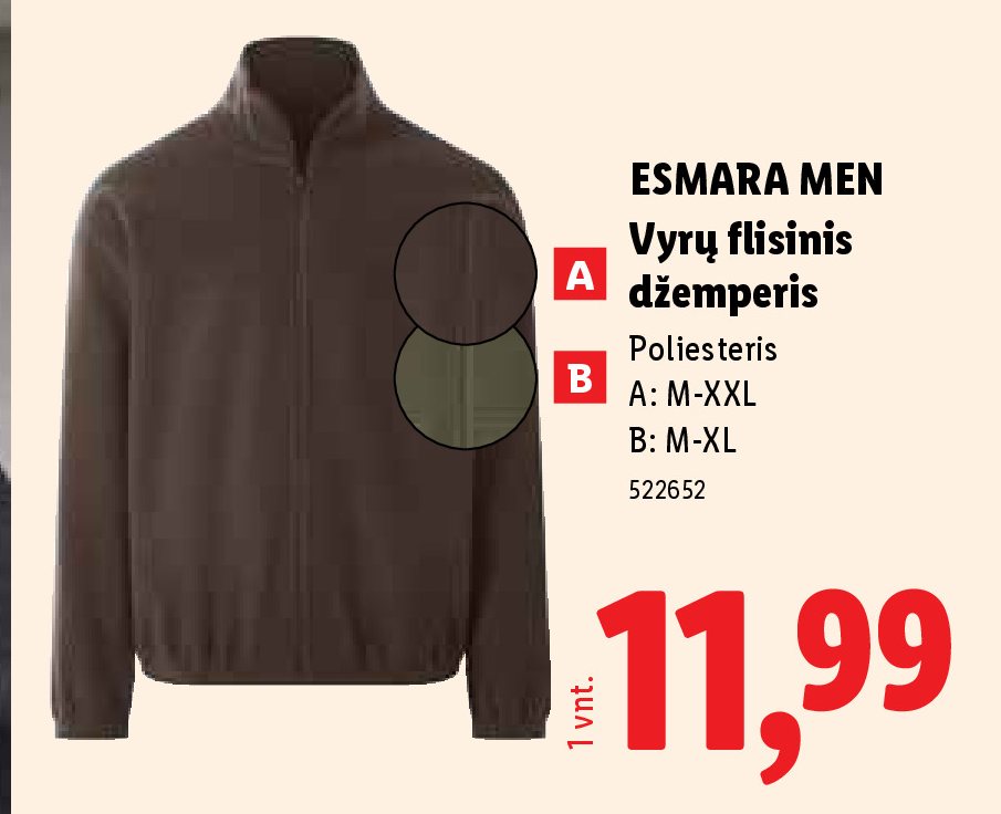 ESMARA MEN Vyrų flisinis džemperis