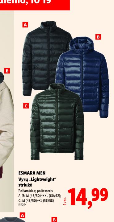 ESMARA MEN Vyrų „Lightweight“ striukė