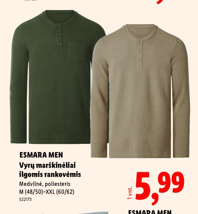 ESMARA MEN Vyrų marškinėliai ilgomis rankovėmis