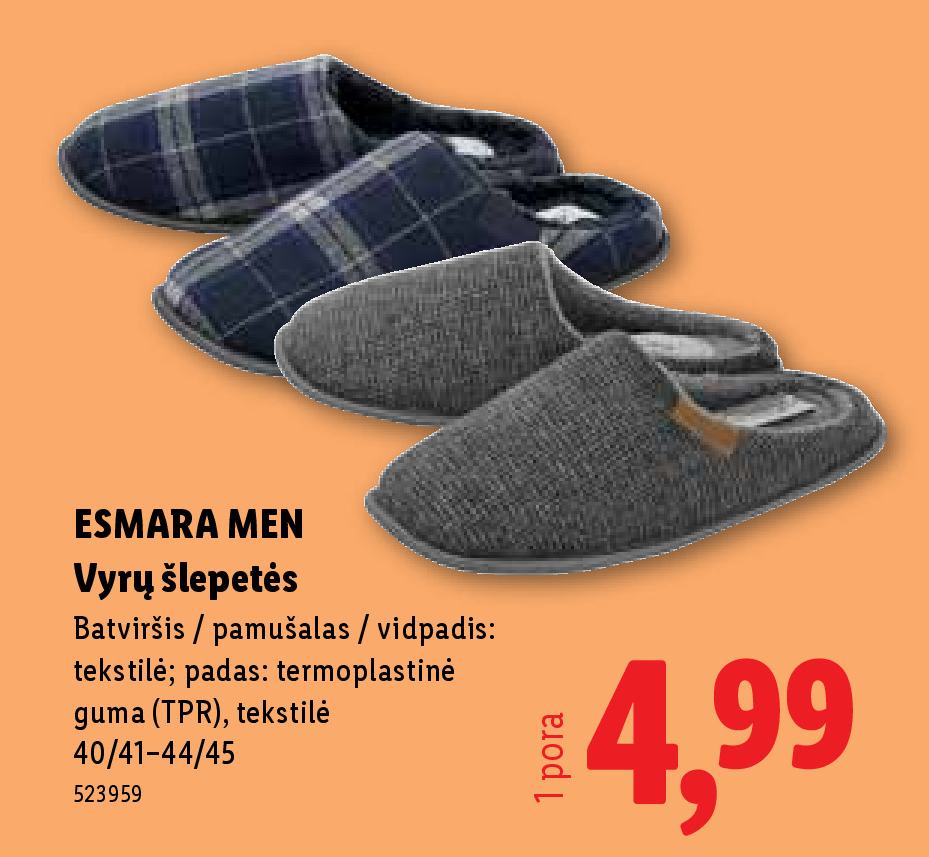 ESMARA MEN Vyrų šlepetės, 1 pora
