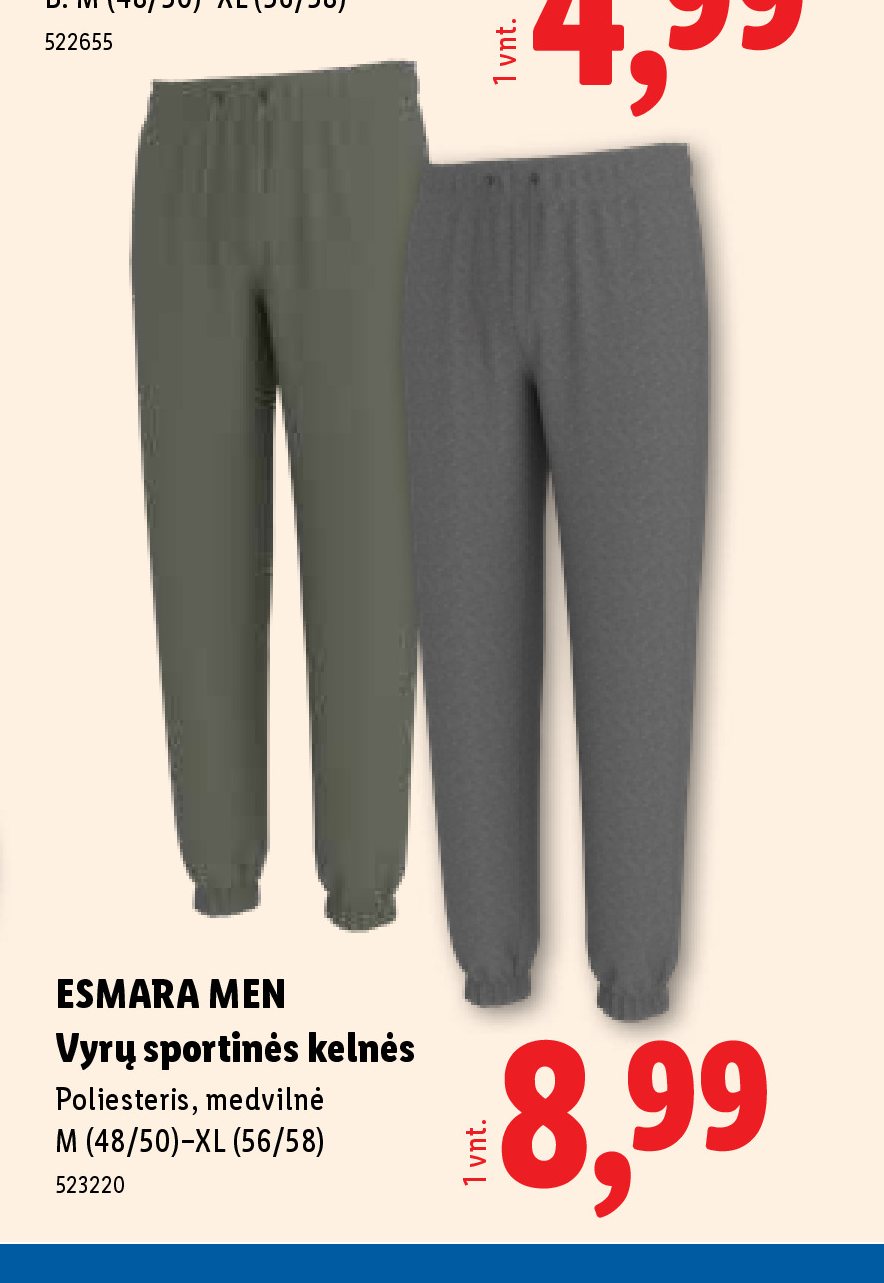 ESMARA MEN Vyrų sportinės kelnės