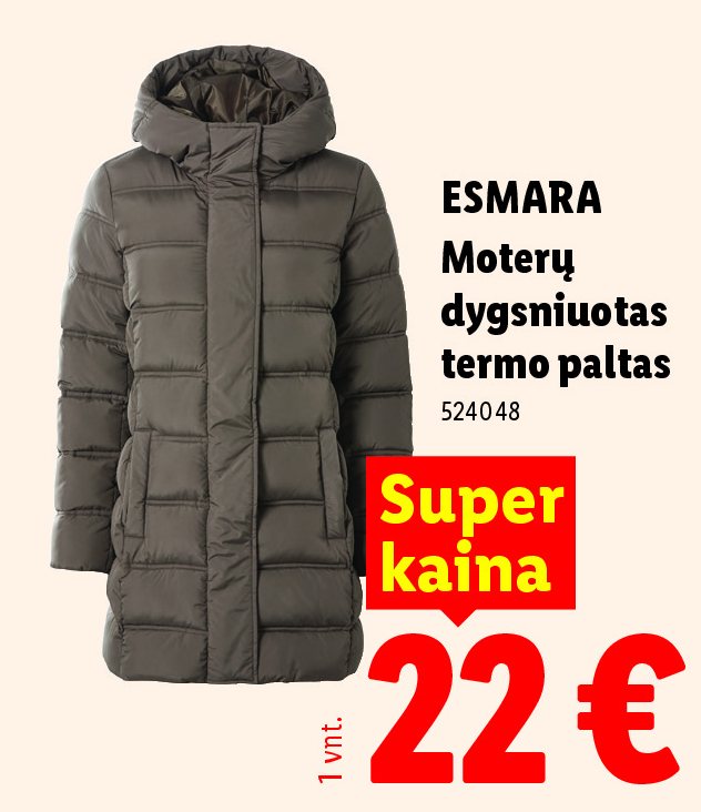 ESMARA Moterų dygsniuotas termo paltas