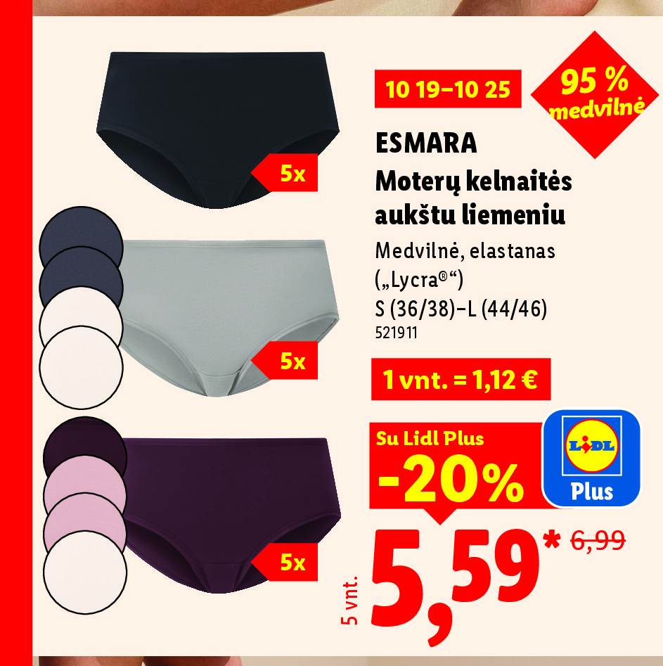 ESMARA Moterų kelnaitės aukštu liemeniu