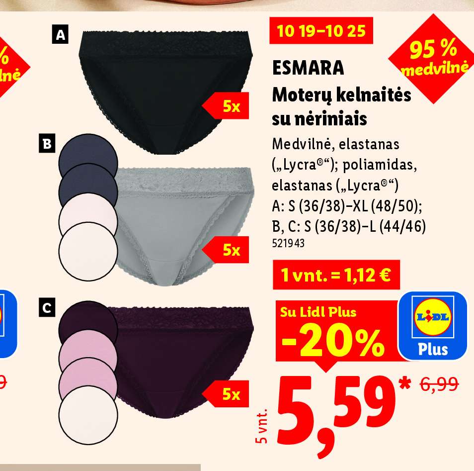 ESMARA Moterų kelnaitės su nėriniais