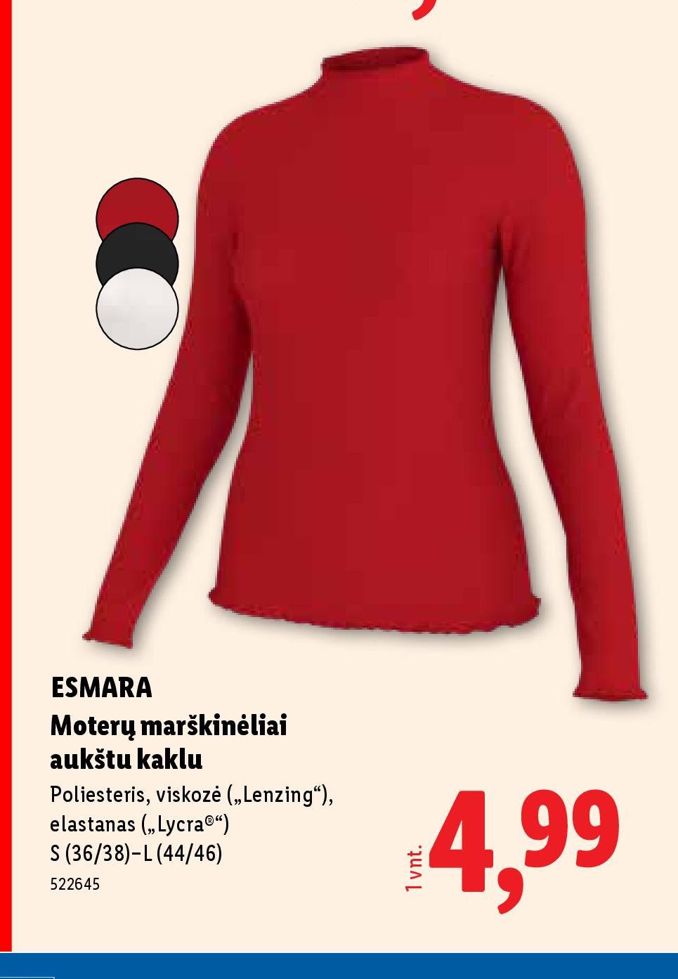 ESMARA Moterų marškinėliai aukštu kaklu