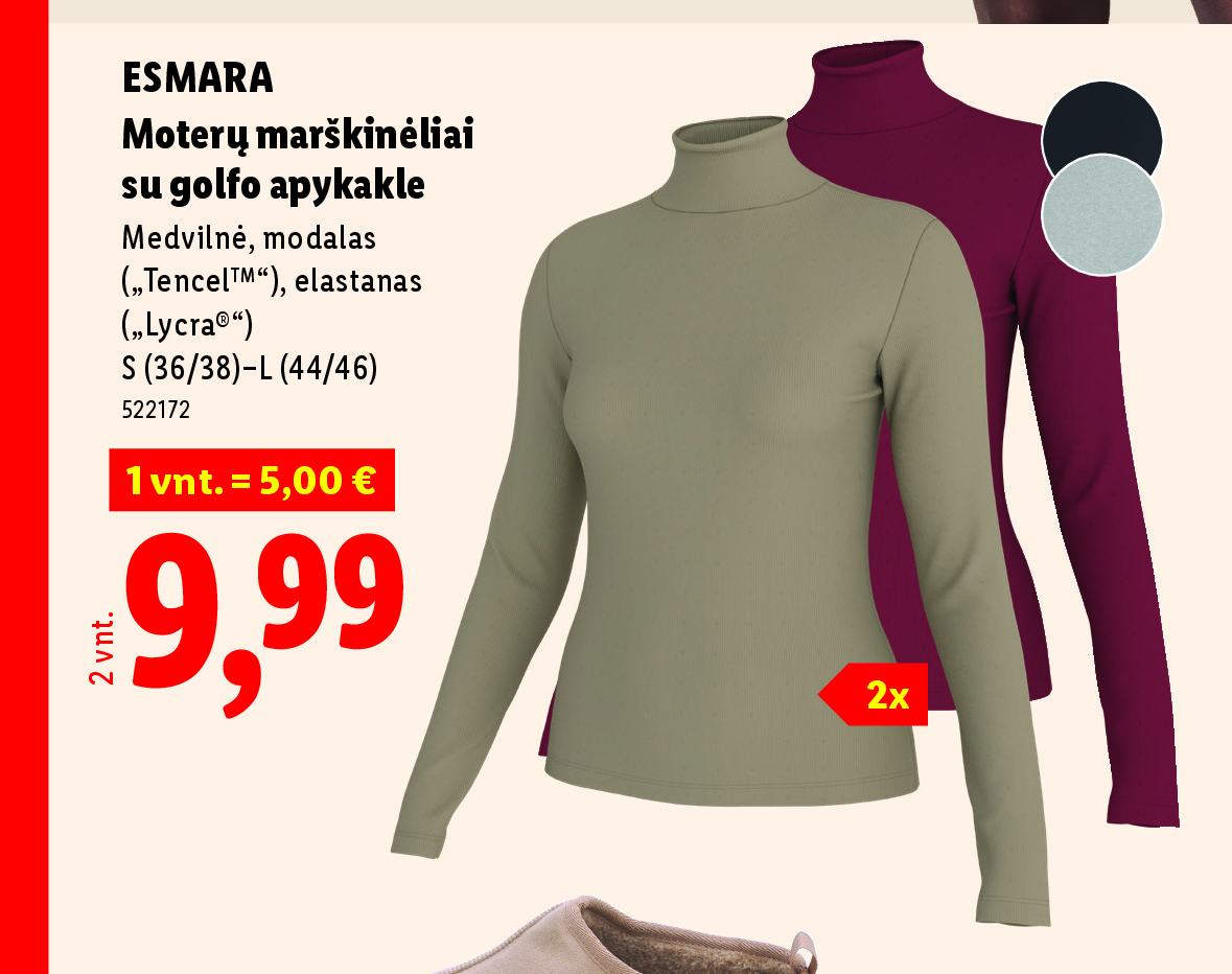 ESMARA Moterų marškinėliai su golfo apykakle