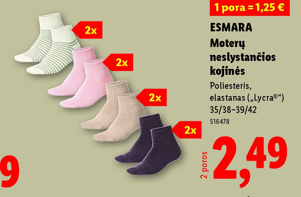 ESMARA Moterų neslystančios kojinės