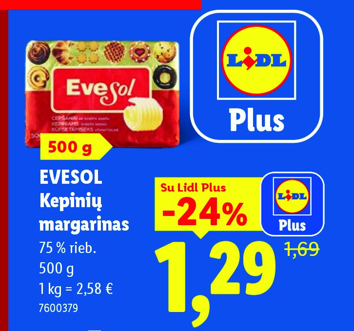 EVESOL Kepinių margarinas, 500 g