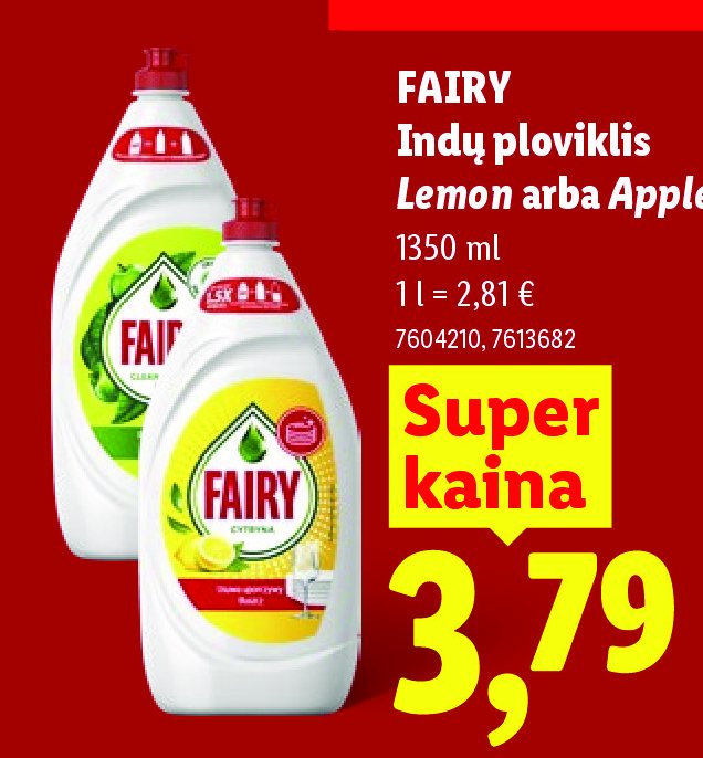 FAIRY indų ploviklis Lemon arba Apple, 1350 ml