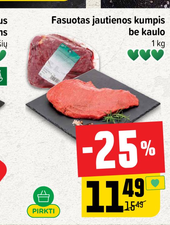 Fasuotas jautienos kumpis be kaulo, 1 kg