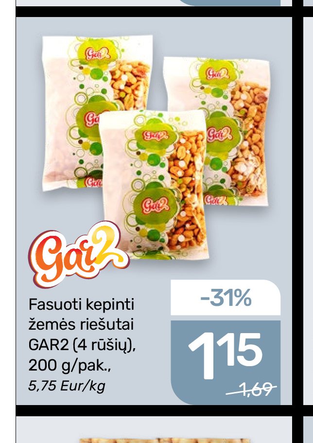 Fasuoti kepinti žemės riešutai GAR2, 200 g
