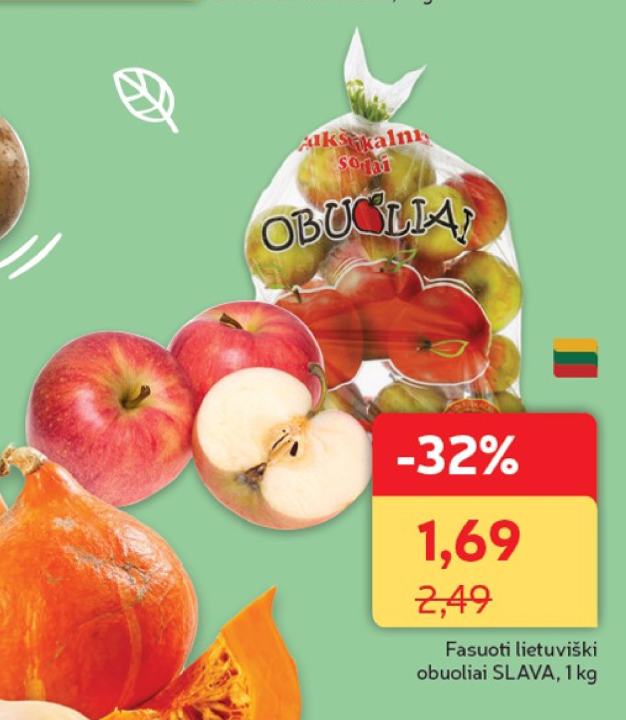 Fasuoti lietuviški obuoliai SLAVA, 1 kg